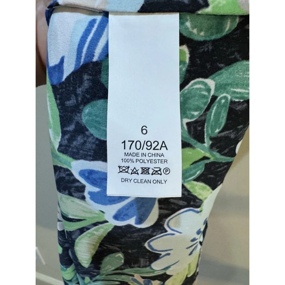 Kate Spade Full Bloom Belted Dress Ruffle Sleeves Floral Green‎ Blue Size 6
